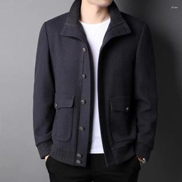 Men's Jackets 2023 Arrivals Autumn Luxury Wool Jacket Fashion Turndown Collar Single Breasted Men Slim Fit Coat Brnad Clothing