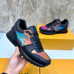 Designer Run Away Men's Sneakers Fashion reflective multicolor leather mixed color letter print casual sneakers B22 Comfortable jogging shoes