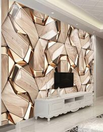 SelfAdhesive Mural Wallpaper Modern 3D Abstract Geometry Gold Metal Pattern Po Wall Paper Living Room KTV Waterproof Canvas2080857