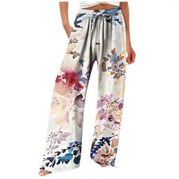 Women's Pants Loose Wide Leg Girls Casual Flower Print Sweatpants Korean Women Summer Ankle-Length Trousers Home Clothes