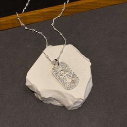 Designer Ch Cross Luxury Chromes Pendant Necklace Trendy Jewelry Full Diamond Bamboo Chain Pure Silver Plated Platinum Heart Sweater Neckchain Lover Gift X32j