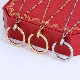 Stainless steel Fashion classic nail Pendant Necklaces C-shaped men and women couples party diamond jewelry to send lover does not285U