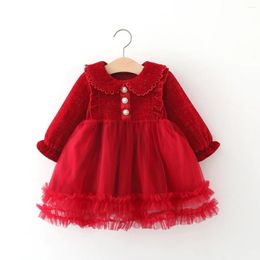 Girl Dresses Red Princess Dress For Girls 2023 Korean Version Autumn And Winter Childrens Clothing Wholesale