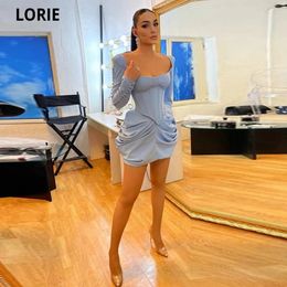 LORIE Long Sleeves Short Homecoming Dresses Fashion Sweetheart Satin Graduation Formal Party Gowns Plus Size Cocktail Dress 231227