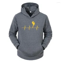 Men's Hoodies Arrival Sweatshirt Men Brand Clothing Muay Thai Heartbeat Printed Hoody Top Autumn Long Sleeve O-Neck Tops Funny Hoodie