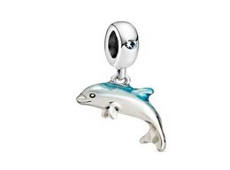 2020 New Summer Pendant Charm 925 sterling silver Shimmering Dolphin Dangle Charms fit beads bracelets DIY accessories for women j1897721