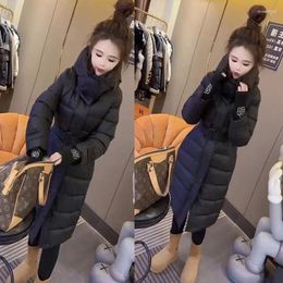 Women's Trench Coats Autumn And Winter Medium Length Coat Women Parkas Over The Knee Thicken Tighten Waist Lace Up Hooded Cotton Clothes