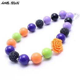 Necklaces MHS.SUN Halloween Baby Kids Chunky Beads Necklace Black/Orange/Purple Bubblegum Beaded Chunky Necklace For Festival Gifts