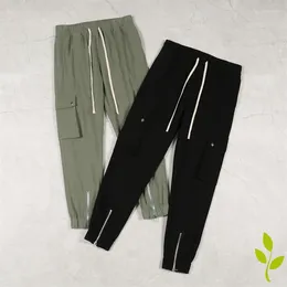 Men's Pants Daily Casual Askyurself Cargo High Street Military Fabric Front Leg Zipper Washed To Make Old Black Trousers Men And Women