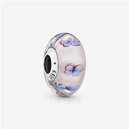 New Arrival 925 Sterling Silver Butterfly Pink Murano Glass Charm Fit Original European Charm Bracelet Fashion Jewellery Accessories290z