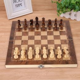 3 in 1 Wooden Chess Backgammon Checkers Travel Games Chess Set Board Draughts Entertainment Christmas Gift Family Game 231227