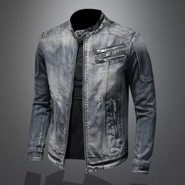 Black Denim Jacket Men Motorcycle Coat 2024 Autumn Spring Jackets Slim Fit High Quality Fashion Casual Male Outerwea 231227