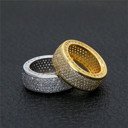 Hiphop Rapper Ring For Men New Fashion Hip Hop Gold Silver Ring Bling Cubic Zirconia Mens Ice Out Jewelry203D