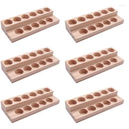 Plates 6X 11 Holes Wooden Essential Oil Tray Handmade Natural Wood Display Rack Demonstration Station For 5-15Ml Bottles