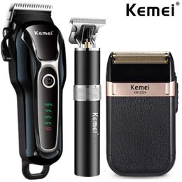 Trimmer Kemei Electric Lcd Hair Clipper Trimmer for Men Rechargeable Shaver Beard Barber Professional Hair Cutting Hine Usb 2022 New