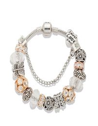 Elegant Butterfly CZ Diamond Beaded Bracelet Luxury Designer for Silver Plated High Quality DIY Beaded Bracelet Original Box Set7814921