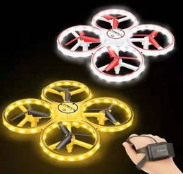 Interactive Induction Drone Toys Quadcopter LED Light RC UAV Aircraft Intelligent Watch Remote Control UFO Drone Children Flying Gift 12 LL