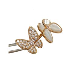 Van Clover Designer Rings For Women Original Quality Band Rings Butterfly Ring White Adjustable Finger Ring Versatile Trend Rings