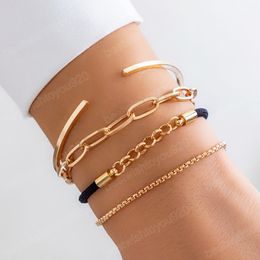 Boho Multilayer Gold Colour Bracelet for Women Cuff Bangles Sets Rope Chain Hand Bracelets Trendy Jewellery Girls Party