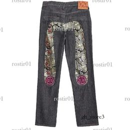 Evisus Jeans M-shaped Embroidery Straight Tube Wide Leg Pants Long Edge Casual Ev Jeans Men's High Street Hip-hop Evisulies Denim Pant 218