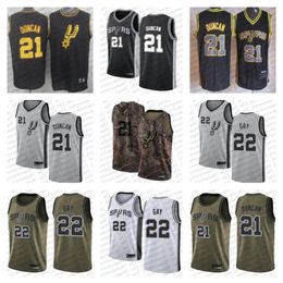 Custom Mens women youth san antonio''Spurs''21 Tim''Duncan 22 Rudy''Gay Camo black blue white Basketball throwback Jersey