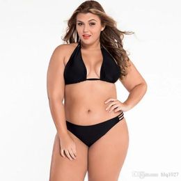 wear Women Plus Size Bikini Swimwear Summer Vintage Sexy Lady Large Size TwoPiece Swimsuits Black