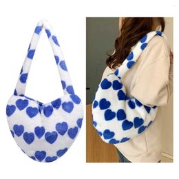 Duffel Bags Plush Top-handle Bag Versatile Heart Shaped Ladies Fluffy Shoulder Trendy Soft Cute With Pattern For Autumn And Winter