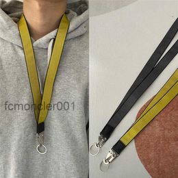 Offs Industrial Lanyard Long Keychain Yellow Nylon Strap Halter Fashion Luggage Pendant Unisex Brand Designer Carved Alloy Buckle 2UO0