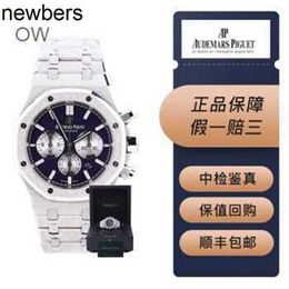 Top Audemar Pigue Apf Factory Swiss Royal Oak Offshore Mens Watch Fashion Trend Quartz 26331bc Purple Dial Frosted Gold Face with 41mm Hammer Processing 18k Whi