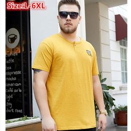 Men's T Shirts 6XL 5XL 130KG Oversized Men Shirt Comfortable Slub Cotton V-Neck Short Sleeve Casual Summer Top Breathable Plus Size Male Tee