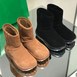 Winter Warm Snow Boots Classic Slip-on Suede Slides Winter Wool Warm Booties Fur Sheep Skin Shoes Ankle Bootes