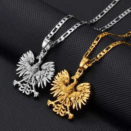 Anniyo Poland Symbol Eagle Подвесная ожерелья для женщин, мужчины, поля для поляки, украшения 252706 231227