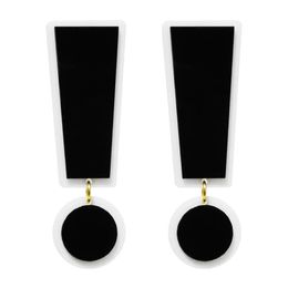 Fashion Super Large Black White Acrylic Symbol Exclamation Point Dangle Earring for Womens Trendy Jewelry Hyperbole Accessories338S