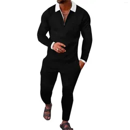 Men's Tracksuits Summer V Collar Zip 3D Printing Daily Wear Long-Sleeved Sweatshirt Sweatpants Suit Casual Tracksuit