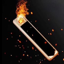 Portable Electric Metal Tungsten Lighter USB Rechargeable Outdoor Windproof Flameless Cigarette Lighter Men's Gifts