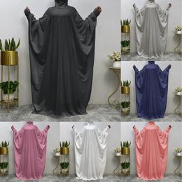 Ethnic Clothing Women's Muslim Bat Long Sleeve Dresses Casual Dress Hooded Solid Colour Loose Plus Size Robe