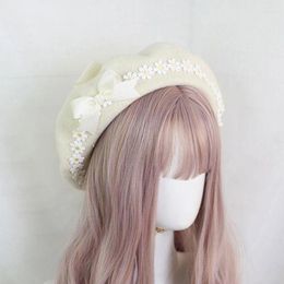 Berets Q39C Lolita Beret Hat For Women Fashionable Caps All-Match Stylish Girl Dress Up Slouchy Painter Party Balmoral