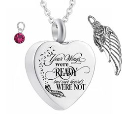 Cremation Jewellery Angel Wings Pendant Memorial Ashes Urn Pendant Stainless Steel Name customization Cremation Ashes Urn Jewelry2022