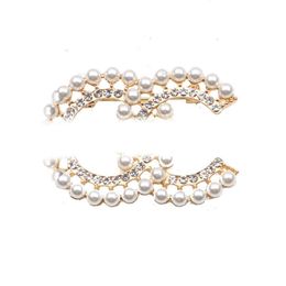 Women Designer Brand Brooches Letter 18K Gold Plated Pearl Crystal Rhinestone Jewelry Brooch Luxury Pearl Pin Wedding Party Gift Accessorie