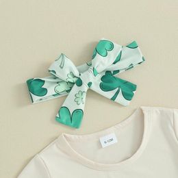 Clothing Sets Toddler Baby Girl St Patricks Day Outfit Letter Short Sleeve T Shirt Irish Shamrock Bell Bottoms Lucky Clothes