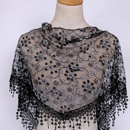 Scarves Floral Embroidery Lace Shawl Hollow Out Breathable Cape Wrap Triangle Scarf Mantilla Head Covering For Women Sun-Proof Kerchief