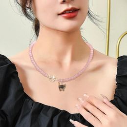 Pendant Necklaces Pink Beaded Choker Resin Collarbone Chain Jewellery Gift Sweeet Ornament