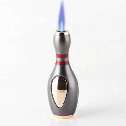 JOBON Novelty Bowling Ball Appearance No Gas Lighter Windproof Straight Rush Blue Flame Cigar Turbo Torch Small Portable Ornament