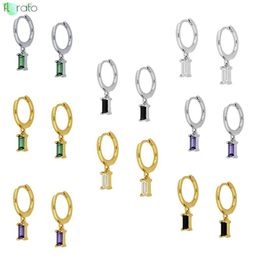 White black green purple Colour CZ Earrings Set Tiny Charming Crystal 925 Sterling Silver Small Hoop Earrings for Women Jewelry322H