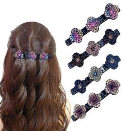 Sparkling Crystal Stone Braided Hair Clips Four Leaf Clover Chopped Hairpin Women Barrettes Hairpins Accessories For Girls Ponytai4382120