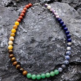 Pendant Necklaces 7 Chakra Bead Necklace Healing Crystals Natural Round Gemstone Colourful Crystal Beads Reiki Jewellery For Women