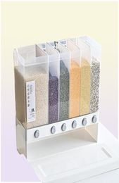 Storage Bottles Jars 10L WallMounted Seperated Grain Rice Bucket Tank Organiser Boxes Plastic Food Dispenser For Kitchen Access8350814