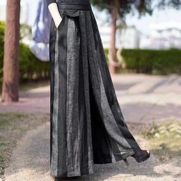 Women's Pants Spring Summer Fashion Striped Loose Elastic Waist Wide Leg Ladies Casual Irregular High Straight Women Clothes