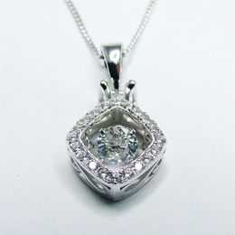 High Quality CZ Stone Pendant in 925 Sterling Silver Dancing Diamond Dancing CZ Women Pendant Necklace For Engagement Gift 210524261c