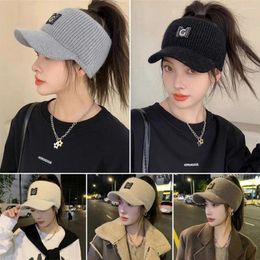 Ball Caps Fashion Winter Warm Knitted Hat Earmuffs Women Girls Cold-proof Windproof Bonnet Casual Outdoor Sport Empty Top Baseball Cap